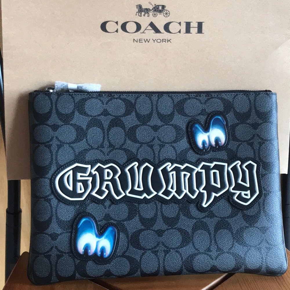 Coach Disney X Large Pouch Signature with Grumpy